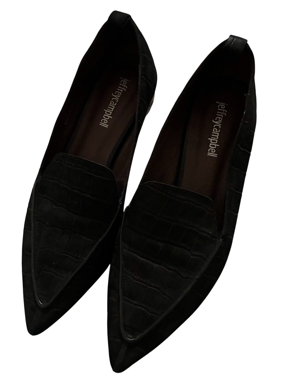 Jeffrey Campbell VIONA Sculptural Heels Matte Croc Leather Shoes Loafer Size 7